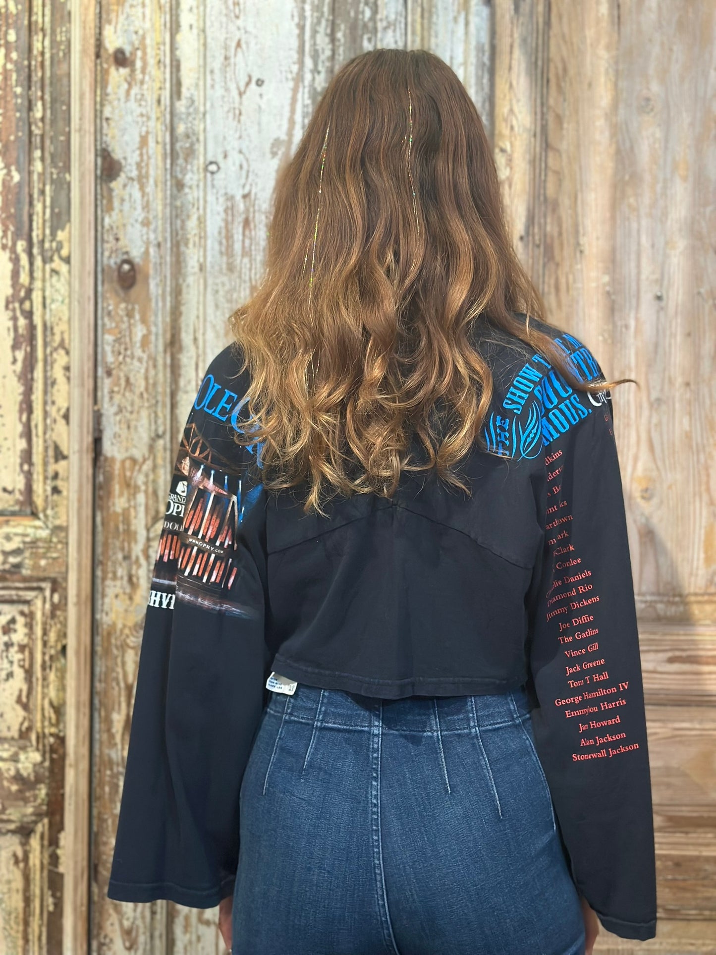 Small/Med Up Cycled Rockband Cropped Jacket