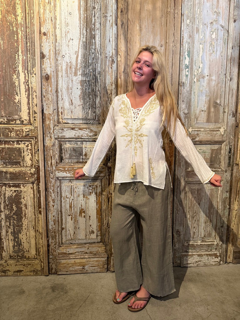 Paisley Embroidery Top