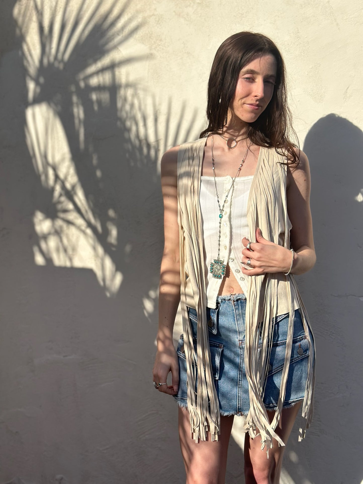 Front Pockets Denim Mini