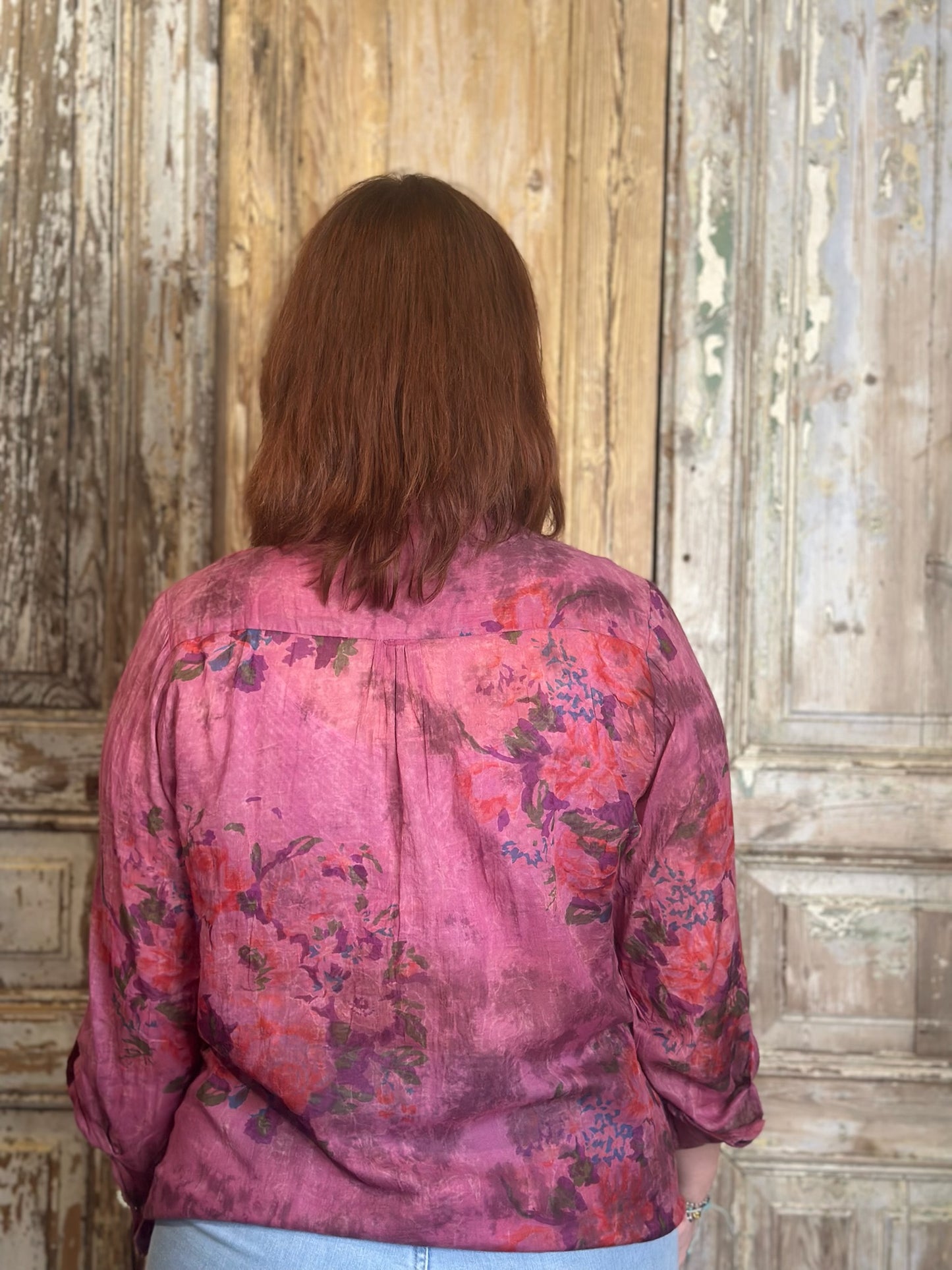 1/4 Front Embroidered Floral Blouse