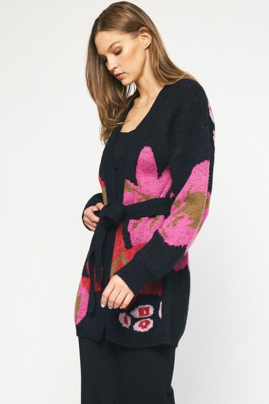 Floral Print Sweater Cardi