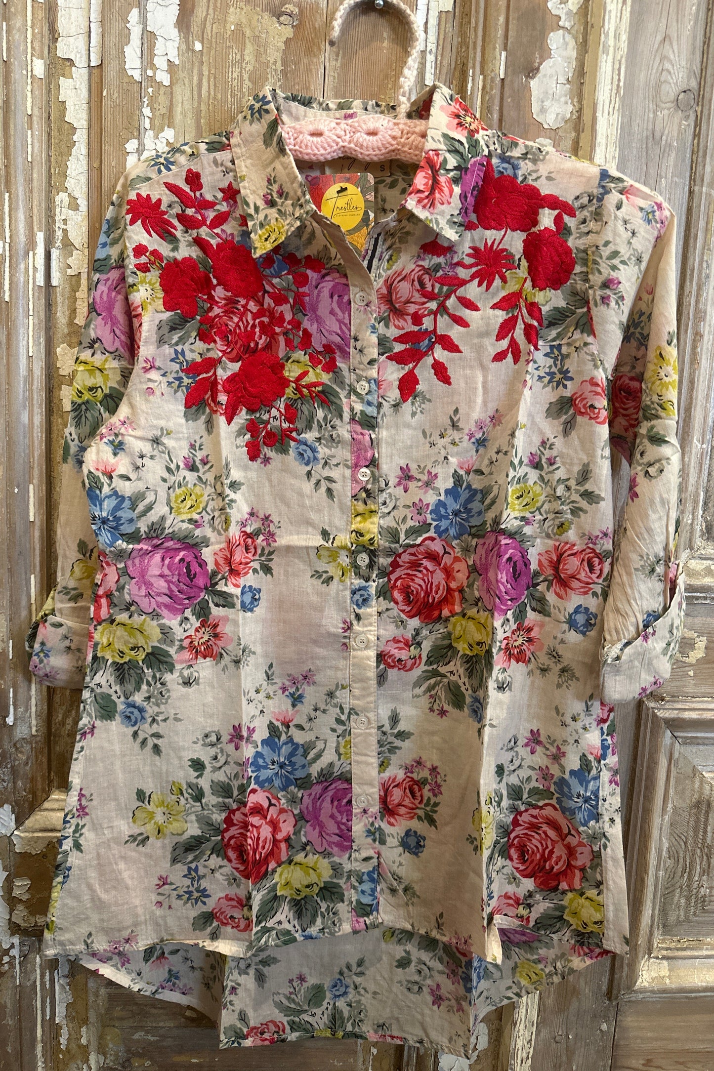 Embroidered Collared Blouse