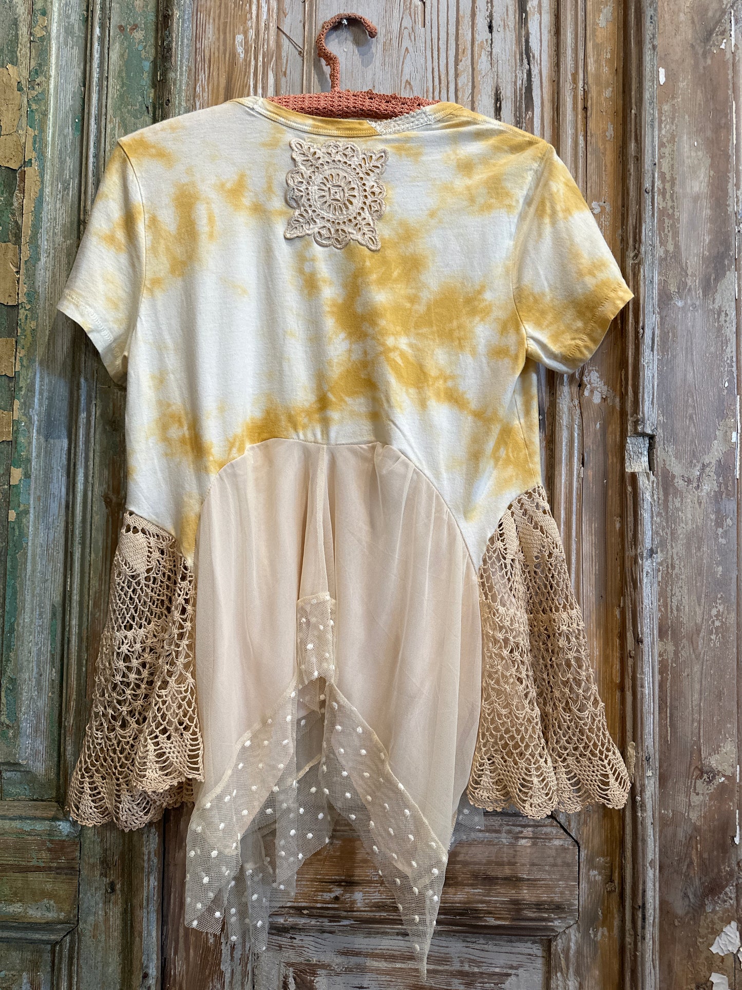 Mustard Tie Dye Lace Top