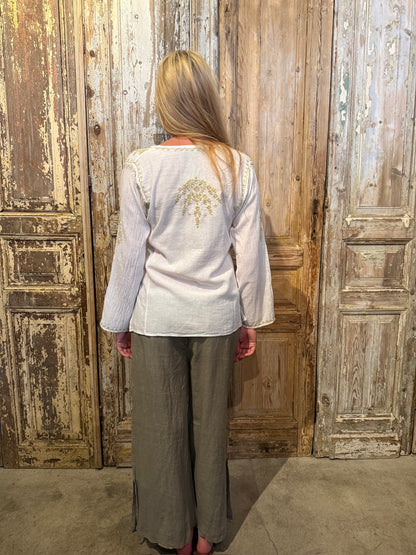 Side Slit Linen Pants