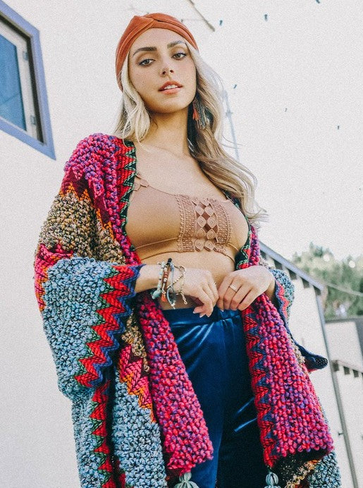 Colorful Crochet Open Poncho