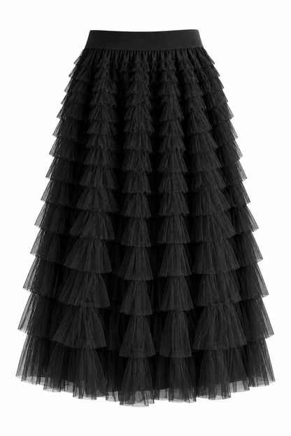 Sized Ruffled Tulle Skirt-9912
