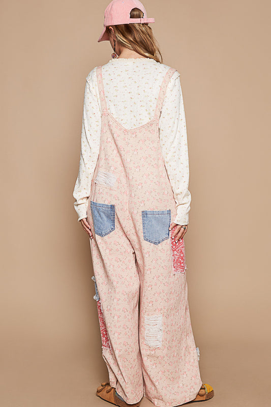 Floral Patched Overalls-9918