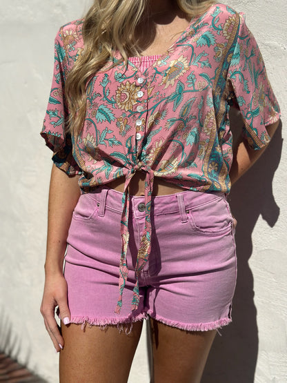 Boho Tie Front Top