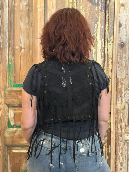 Lace Eyelit Fringe Vest