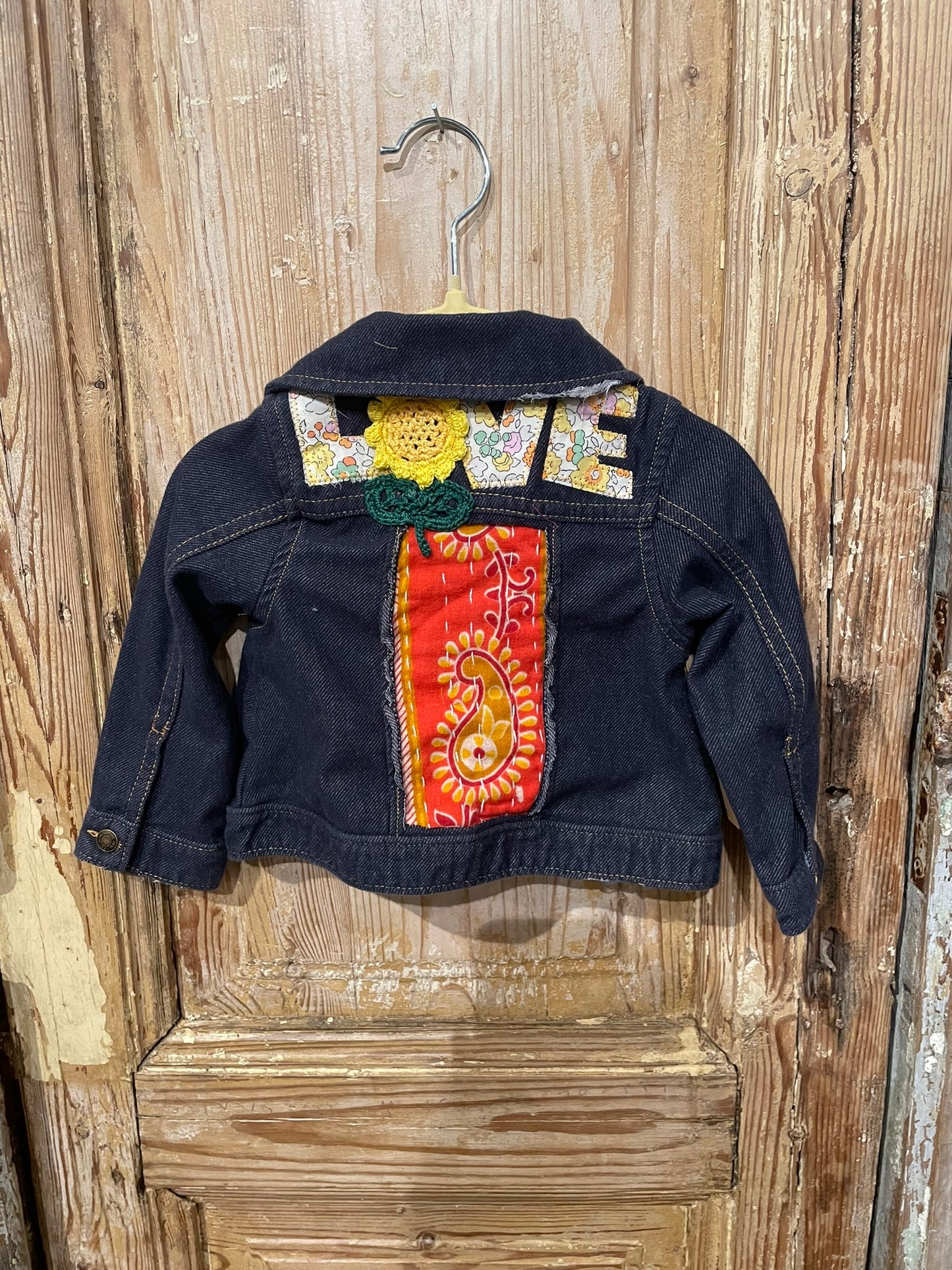 Love Kantha Back Kids Denim Jackets