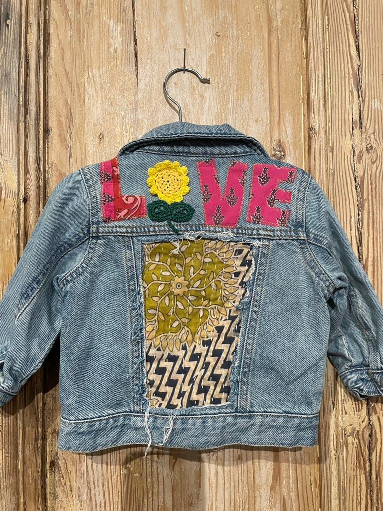 Love Kantha Back Kids Denim Jackets