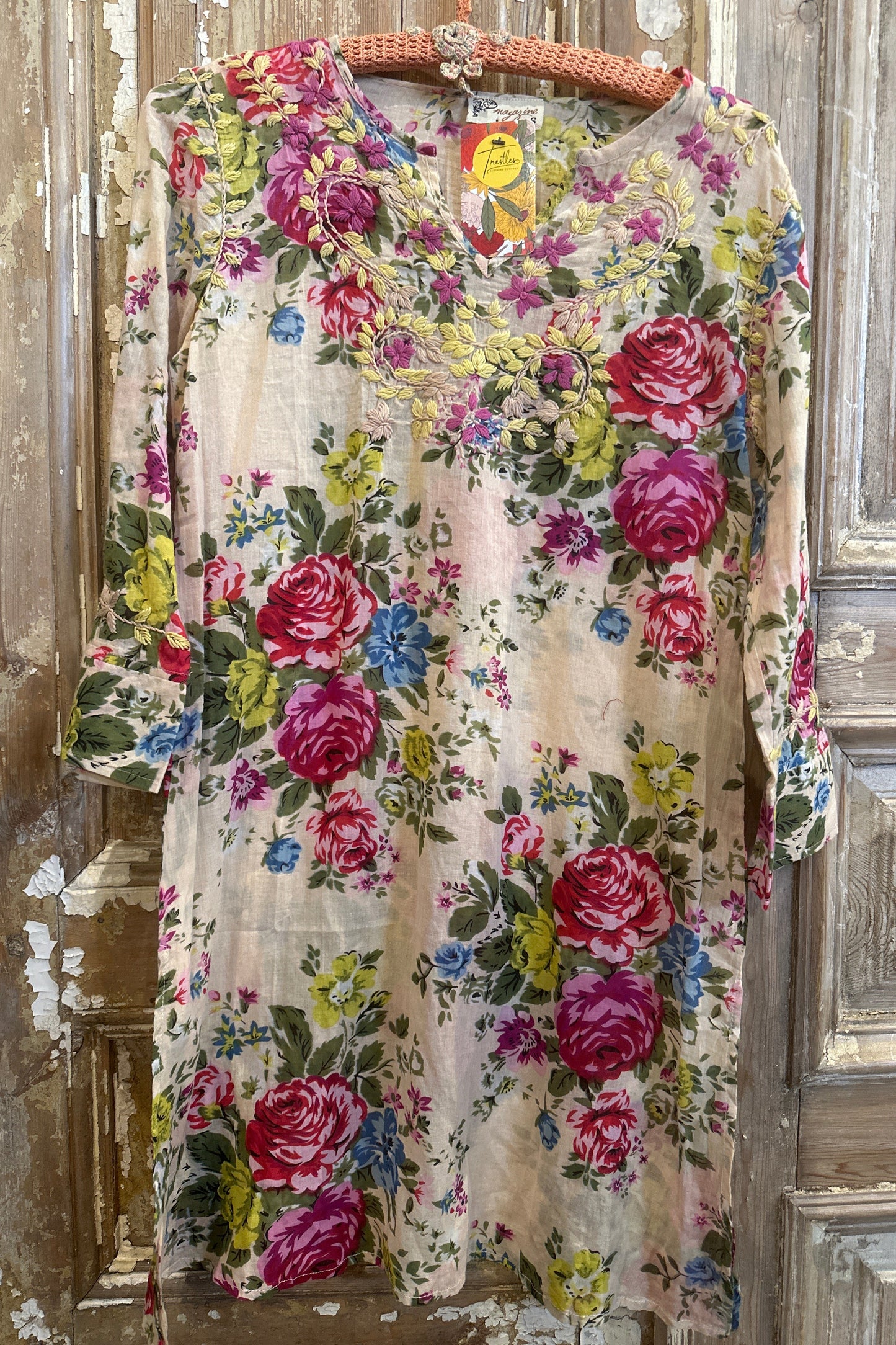 Embroidered Floral V Tunic