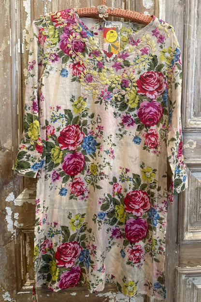 Embroidered Floral V Tunic