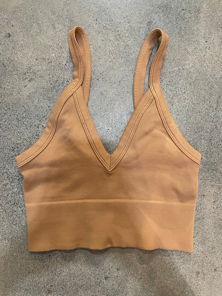 Vintage Ribbed V Bra Top