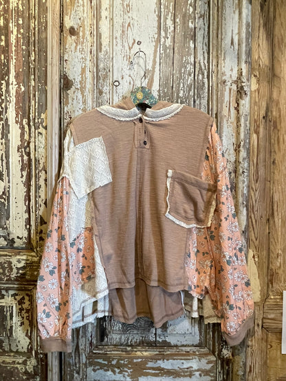 Floral Sleeve Knit Hoodie
