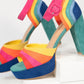 Rainbow Suede Peep Toe