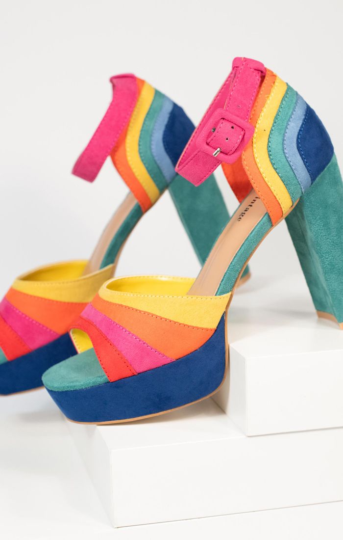 Rainbow Suede Peep Toe