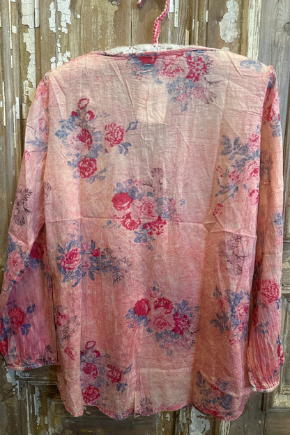 Embroidered Tie Front Blouse