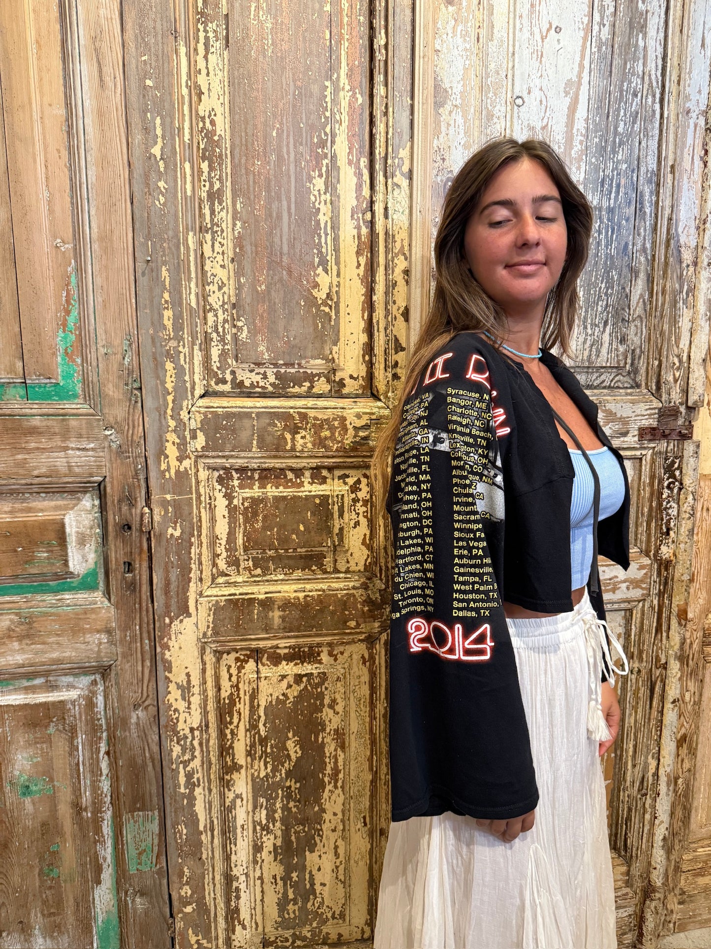 Small/Med Up Cycled Rockband Cropped Jacket