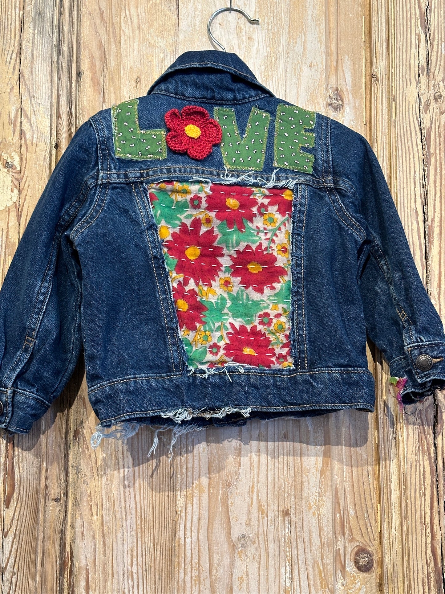 Love Kantha Back Kids Denim Jackets