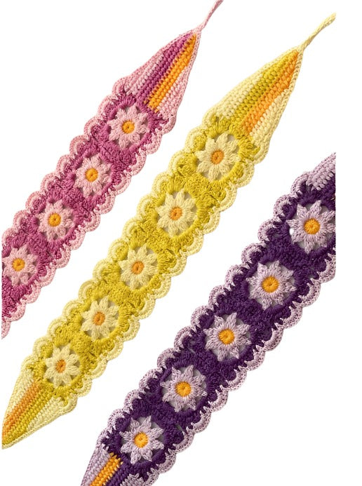 Daisy Crochet Tie Headbands