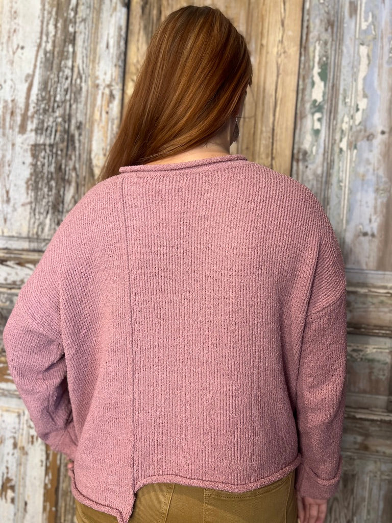 Rolled Uneven Sweater-9876