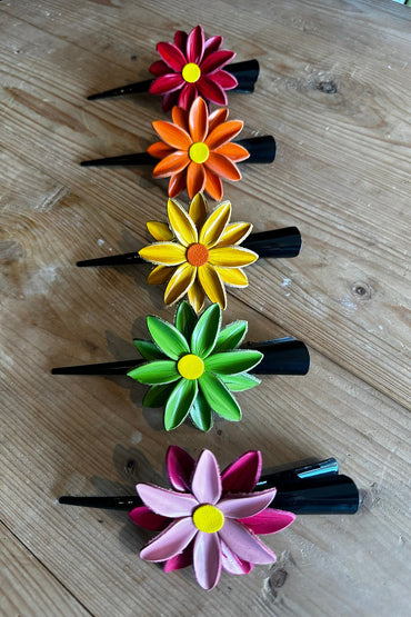Ibiza Leather Flower Clip