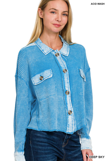 Short Mineral Washed Shacket-9859