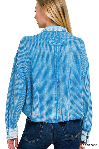 Short Mineral Washed Shacket-9859