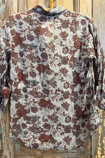 Brown Floral Blouse