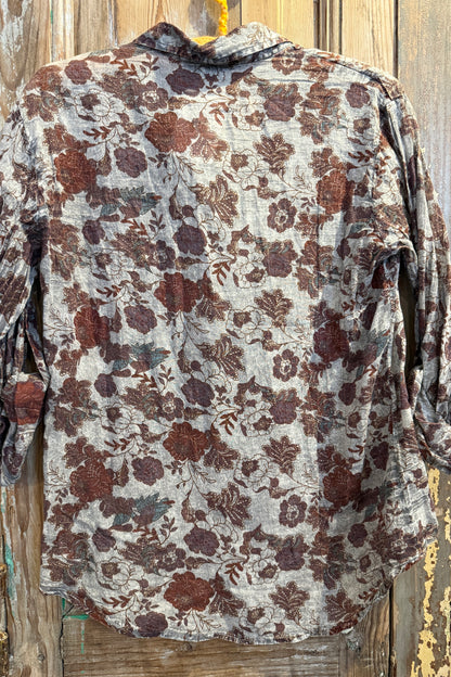 Brown Floral Blouse
