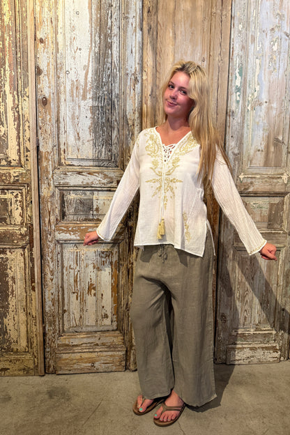 Paisley Embroidery Top