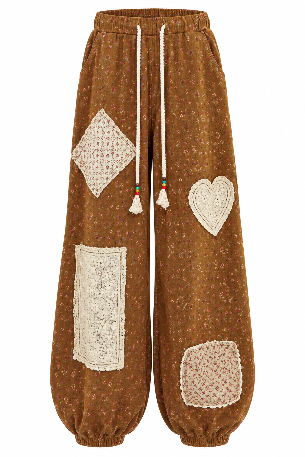 Floral Rust Patched Pants