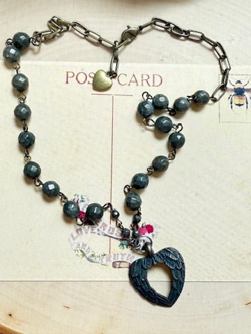 Vintage Grey Bead Necklace