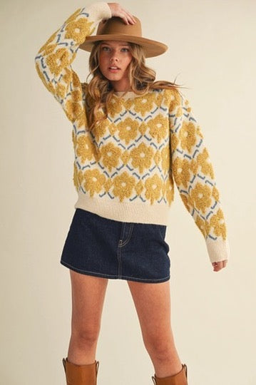 Happy Yellow Flower Sweater