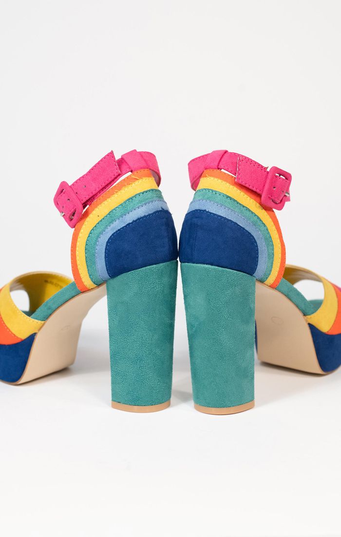 Rainbow Suede Peep Toe