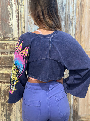 Small/Med Up Cycled Rockband Cropped Jacket