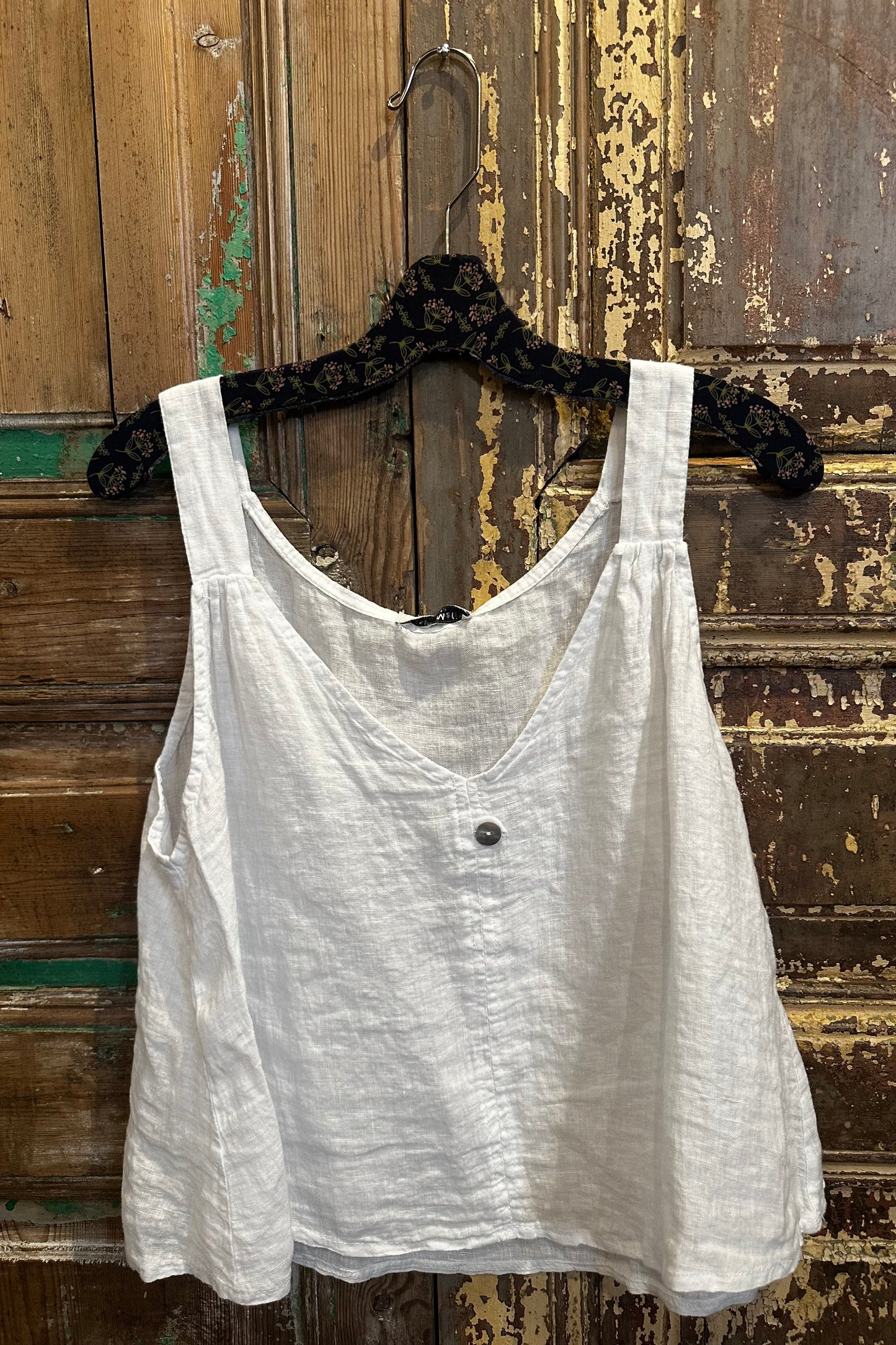 One Button Linen Tank