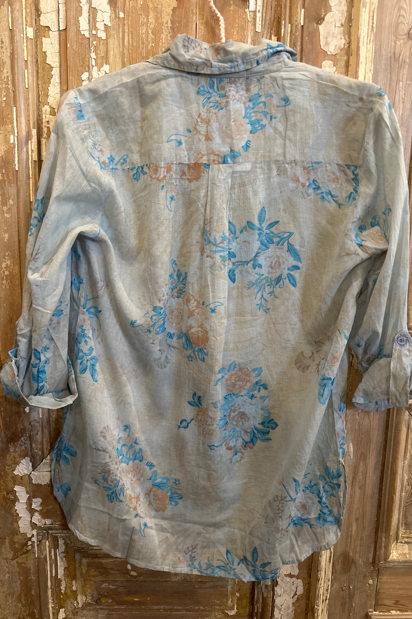 Embroidered Button Cover Blouse