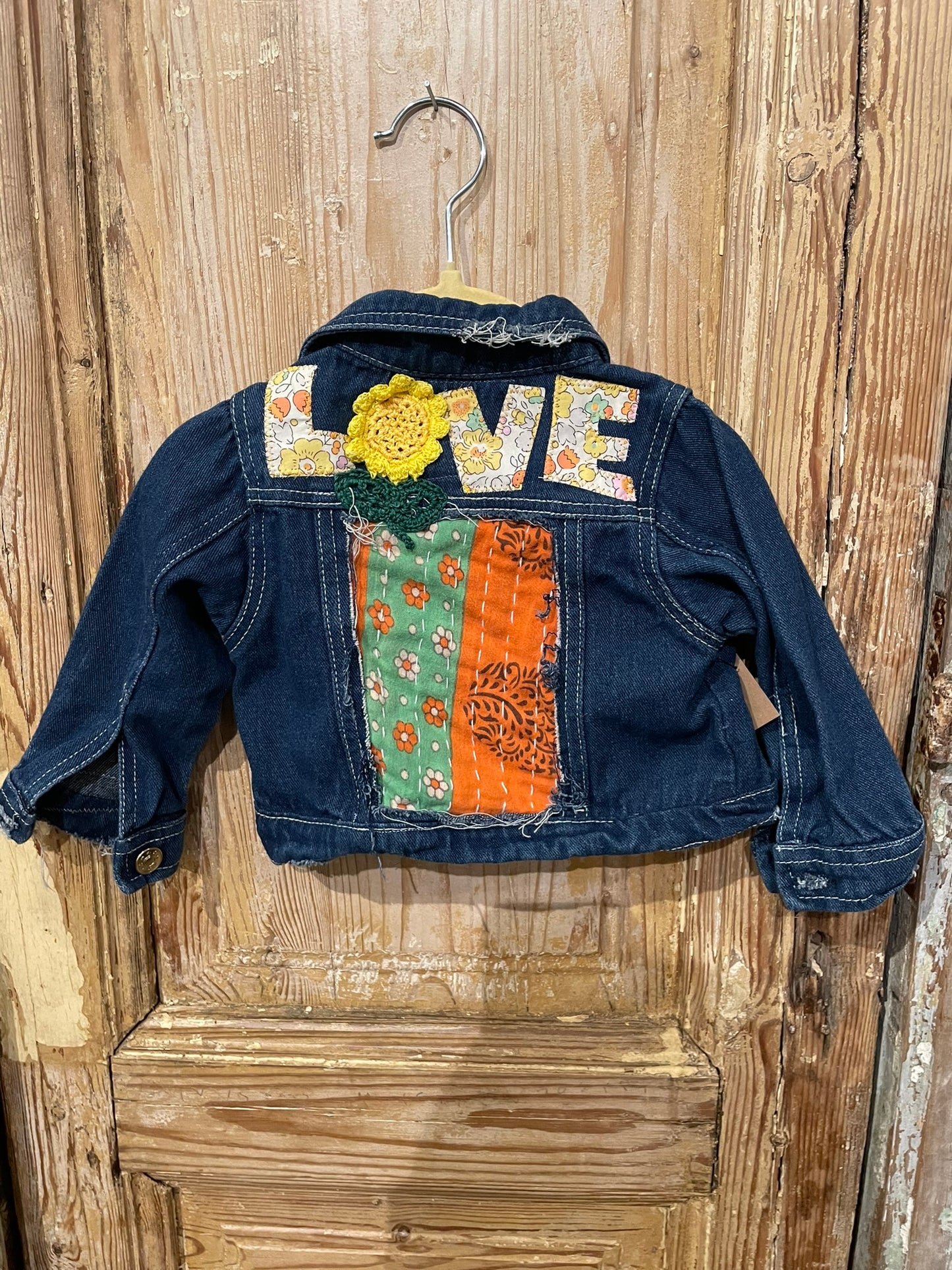 Love Kantha Back Kids Denim Jackets