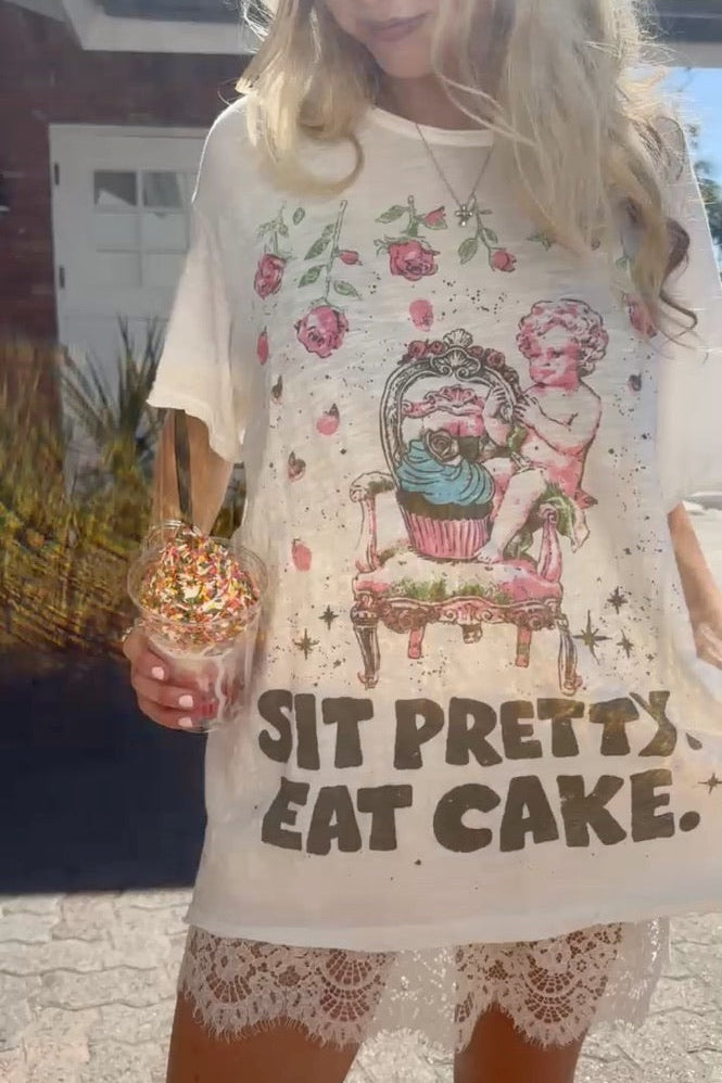 Worn and Weathered Tee - Eat Cake