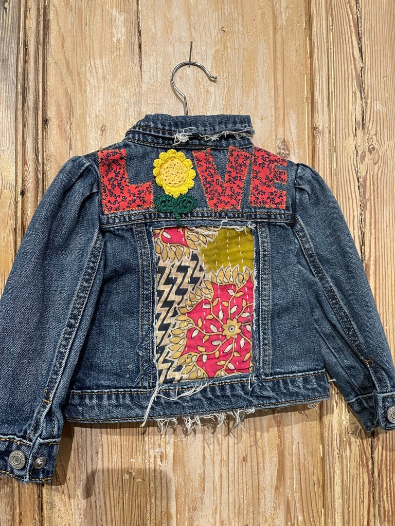 Love Kantha Back Kids Denim Jackets