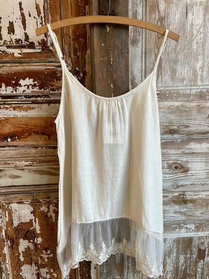 Lace Ruffle Sleeveless Cami