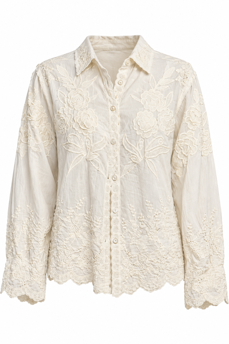 Embroidery Scalloped Top