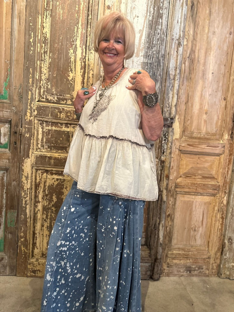 Tone on Tone Embroidery Tank