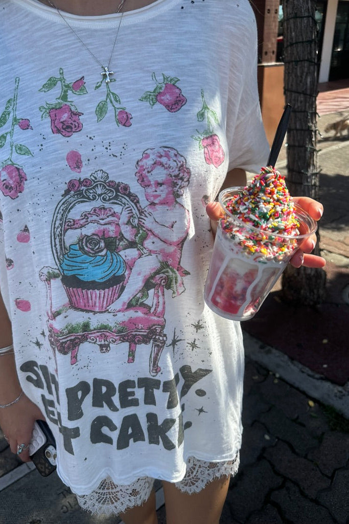 Worn and Weathered Tee - Eat Cake
