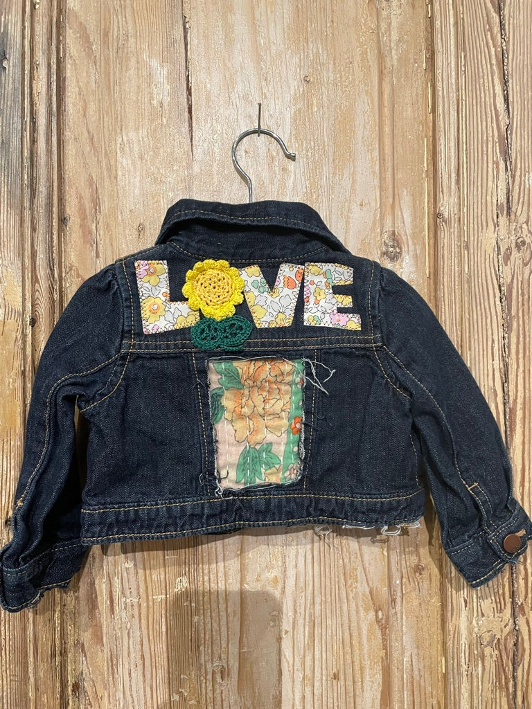 Love Kantha Back Kids Denim Jackets