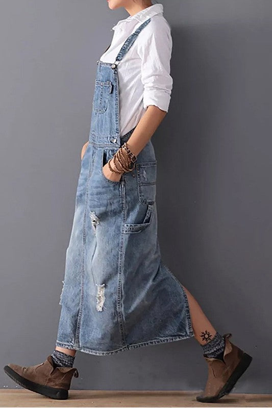 Denim Skirt Overalls