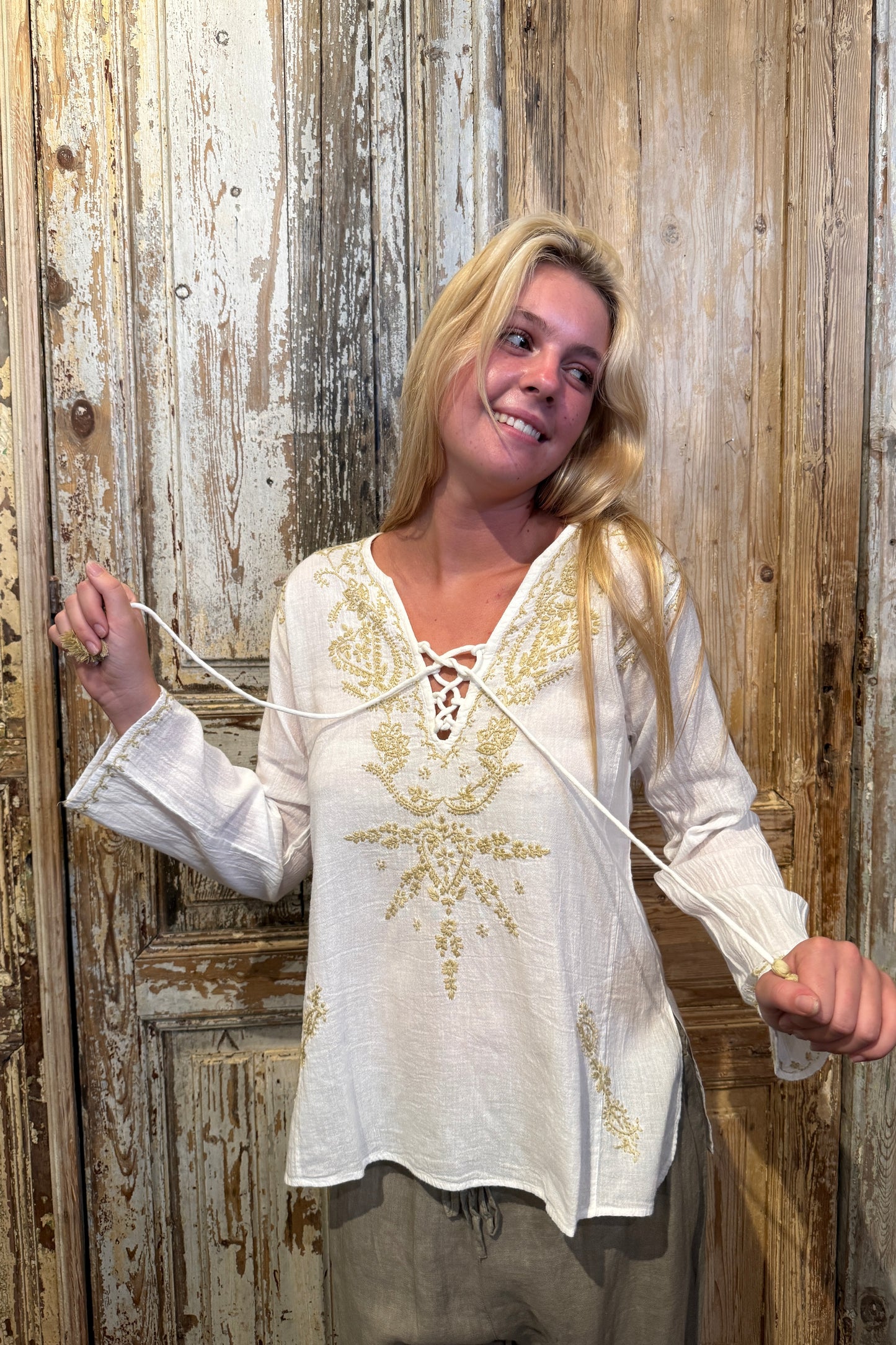 Paisley Embroidery Top
