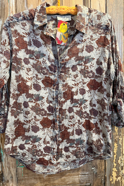 Brown Floral Blouse